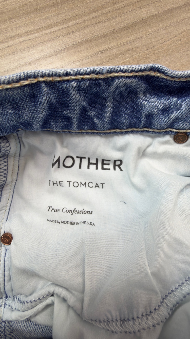 MOTHER The Tomcat Jeans Blue Size 26 True Confessions Distressed Fray USA